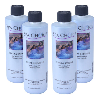 Spa Choice Clear & Sparkle Spa & Hot Tub Clarifier Chemical - 4 x 1 Pint