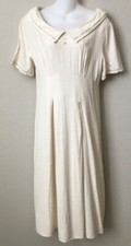 Vintage Prairie Dress Size 12 Petite CAROLE LITTLE Ivory Farmhouse Cottage