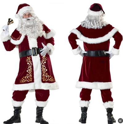 Santa Claus Weihnachtsmann Nikolaus Kostüm Flanell Anzug Santakostüm 8 Stück - Bild 1 von 4
