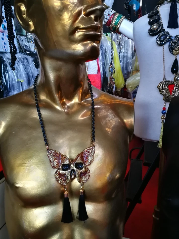 Фэн-шуй символ амулет бабочка череп Луна моль лунный ювелирных изделий ожерелье подвеска - Изображение 4 из 4