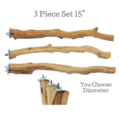 3-PIECE SET 15'' SANDED MANZANITA BIRD / PARROT PERCH