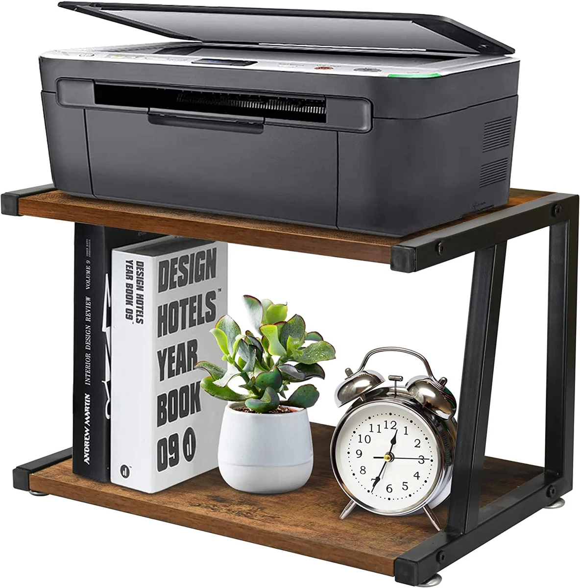 Rustic Wood Printer Stand and Desktop Organizer Desktop Printer