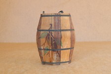 Botella de agua cantimplora barril pintado antiguo de colección tamaño de bolsillo principios del 20