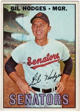 1967 TOPPS 228 GIL HODGES VINTAGE HALL OF FAME WASHINGTON SENATORS NO CREASES!