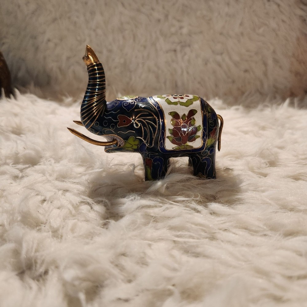 Vintage Cloisonné Elephant Figurine 4