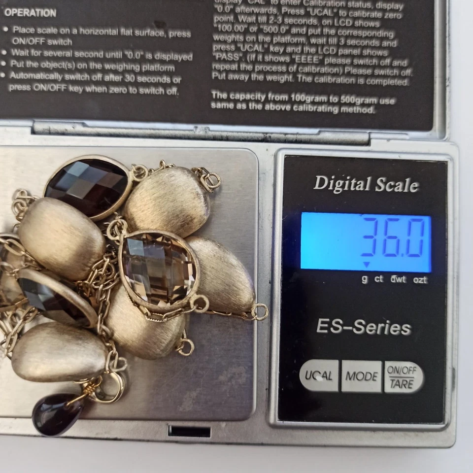 Collar Lariat de oro cepillado enchapado en plata de ley 925 topacio marrón CZC BA regalo Foto 4 de 4