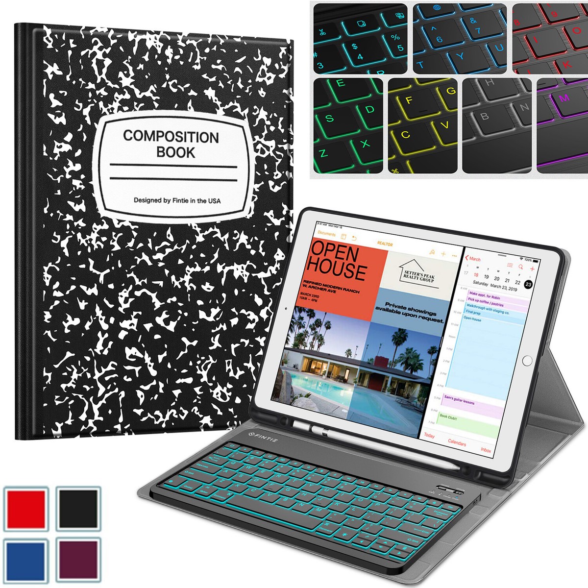 For iPad Pro 2nd Gen 2017 Keyboard Case Color Backlit Magnetically  Cover