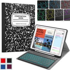 For iPad Pro 12.9 2nd Gen 2017 Keyboard Case 7 Color Backlit Magnetically Cover