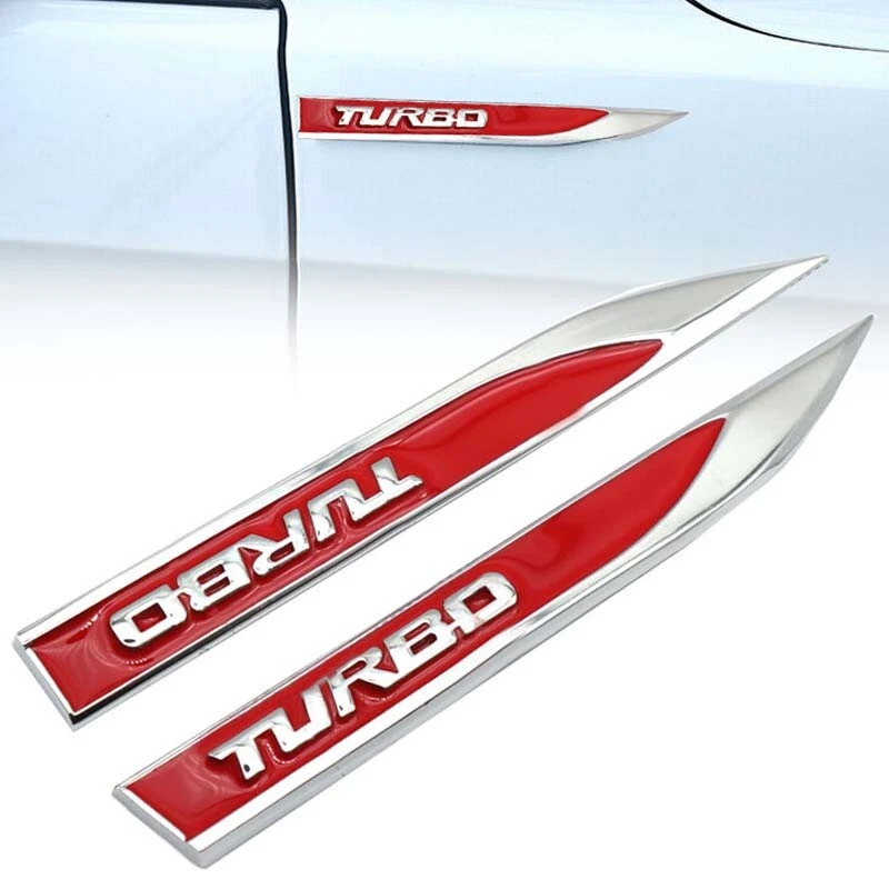 Pair 3D Metal TURBO Side Fender Badge Sticker Emblem Stickers Car Accessories Foto 3 de 4