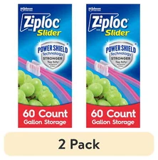 (2 pack) Ziploc® Brand Slider Storage Bags ,Gallon, 60 Count,Heavy Duty