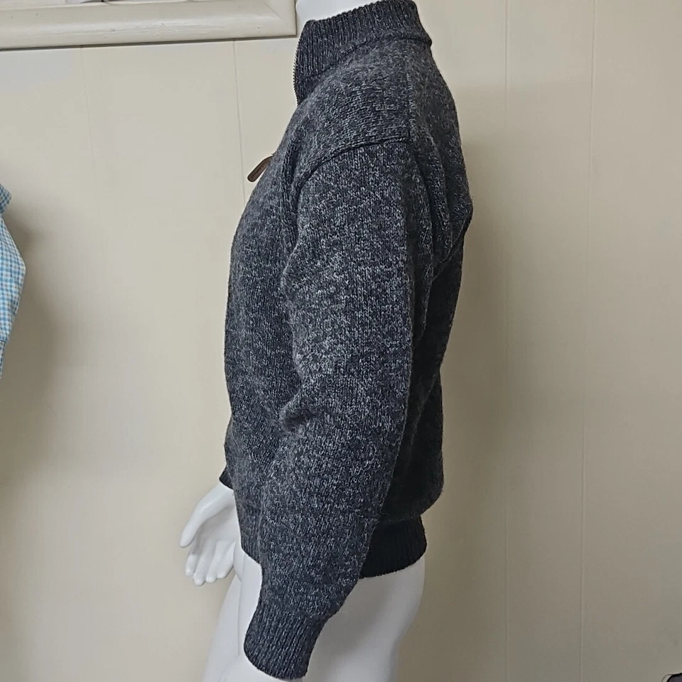 Vtg Pendleton Outdoorsman Sweater Mens M Gray Rag 100% Virgin Wool 1/2 Zip USA - Image 3 of 4
