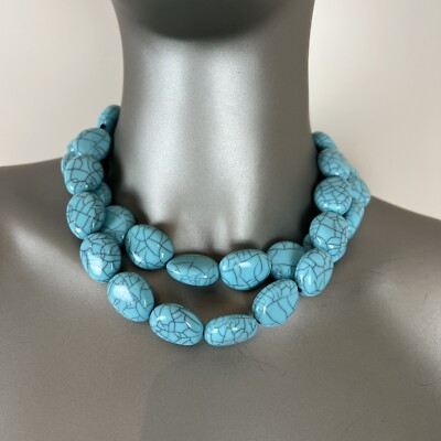 Faux Turquoise Pebble Necklaces (2) 17 