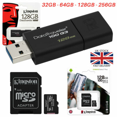 Kingston USB 3.0 Speicherstick Pen Drive Micro SD Karte Klasse 10 SDHC SDXC SET