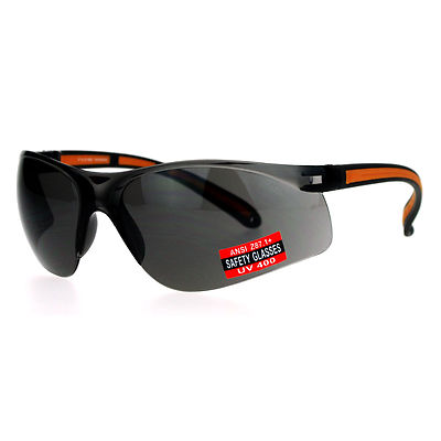 Black Lens Protective Safety Glasses UV 400 ANSI Half Rim Sporty  Slate