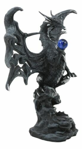 Draco Fantasy Gothic Dragon With Blue Orb Statue 8 Draco Fantasy Gothic Dragon With Blue Orb Statue 8