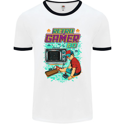 Retro Gamer Arcade Spiele Spielen Herren Ringer Maglietta