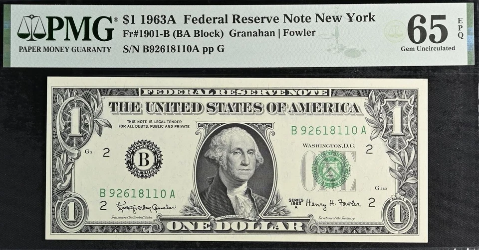 1963A $1 Federal Reserve Note PMG 68EPQ PMG graded district set complete 12 note - Image 4 of 4