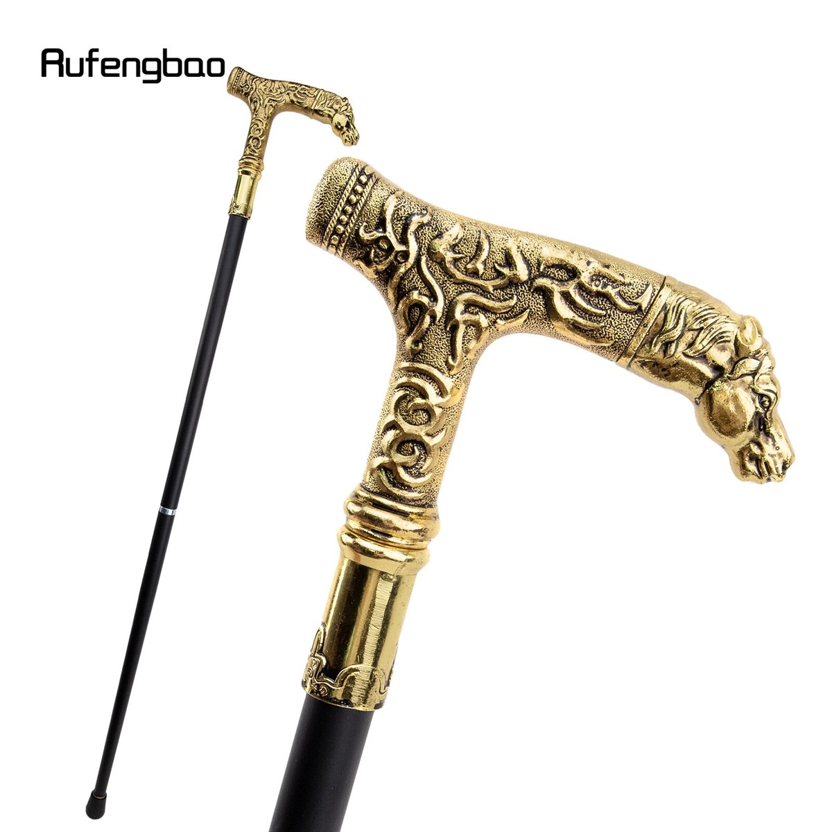 Golden Horse Handle Luxury Pattern Walking Stick Party Elegant
