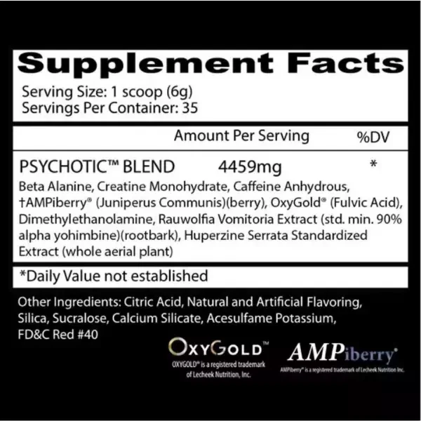 INSANE LABZ PSYCH-O-TIC Pré-Treino Potência Foco Energético Resistência 35 Porções - Imagem 2 de 2