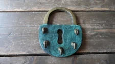 Vintage Brass Padlock Lock Key Hook 6.25"