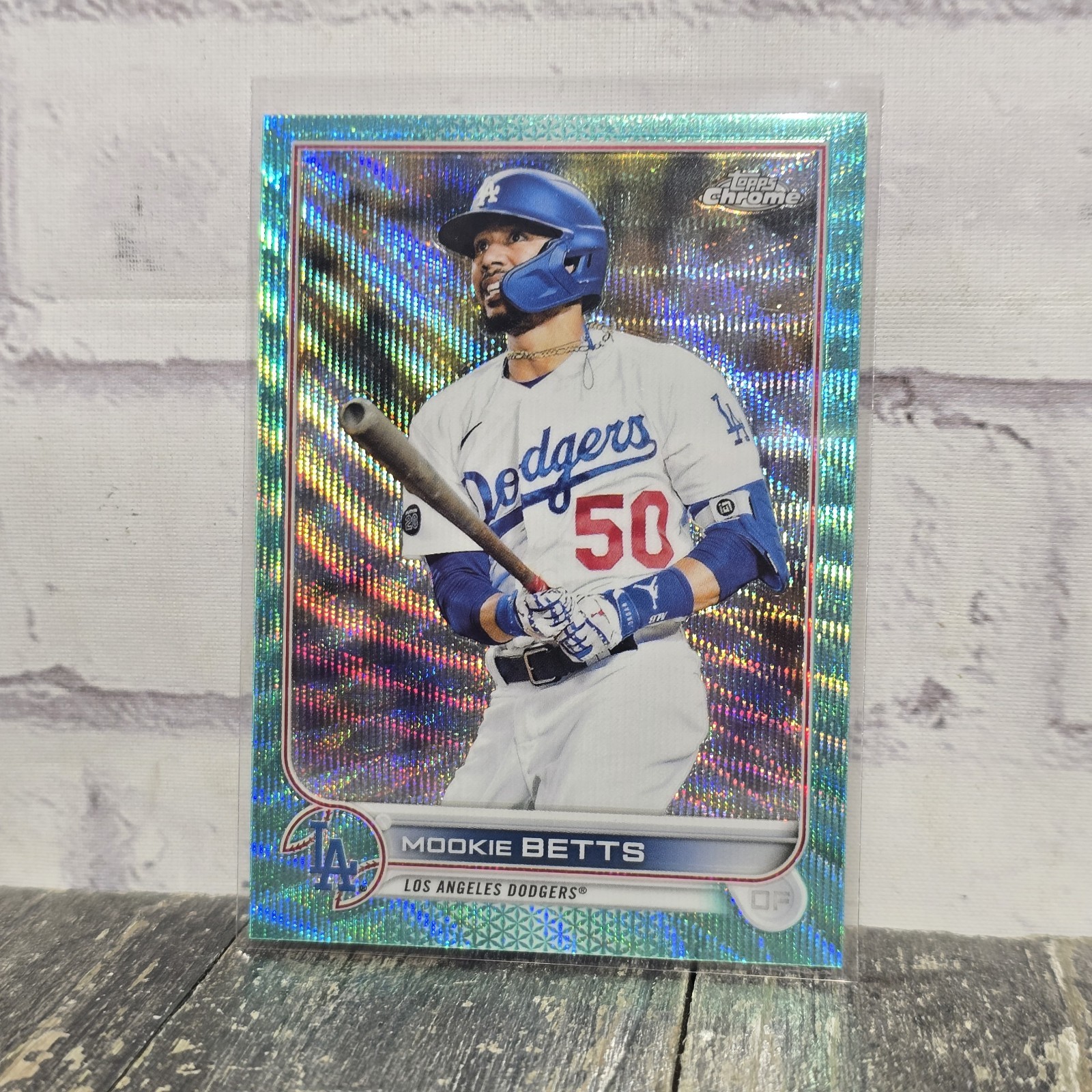 2022 Topps Chrome Mookie Betts #100 Aqua Refractor 45/199