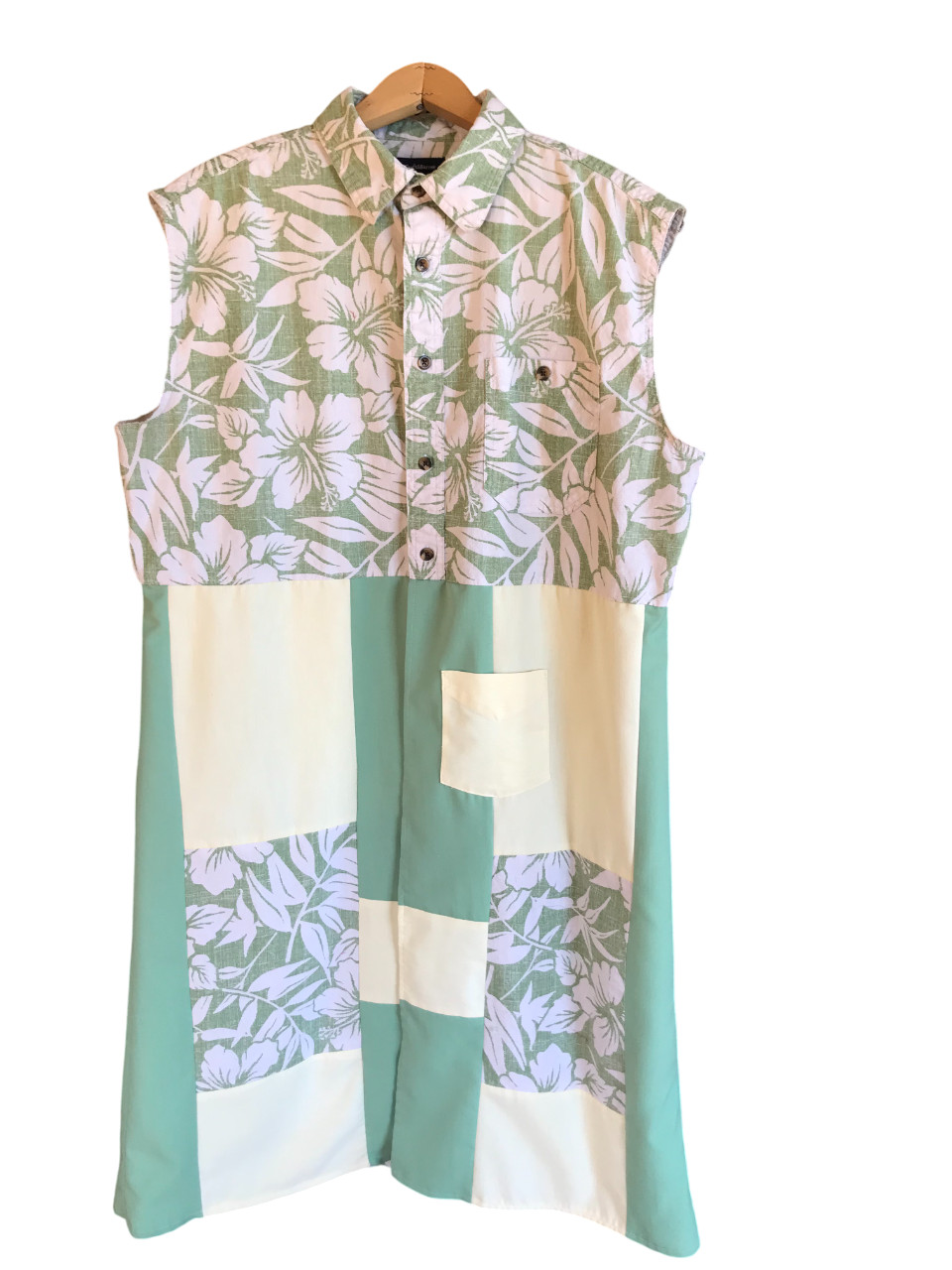 Upcycled Patchwork Boho Duster, Tropical Print La… - image 8