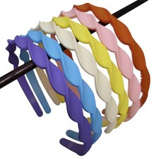 6 PCS Wavy Colorful Plastic Headbands Thin Design Inner Teeth Girls Women