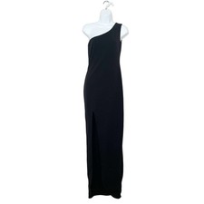 Nookie One Shoulder Maxi Gown Black XL Stretch Side Slit Guest Formal Wedding