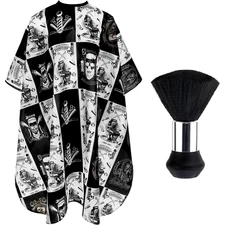 Capa Corte de Cabello Profesional 47x55in con Brocha Impermeable Ajustable