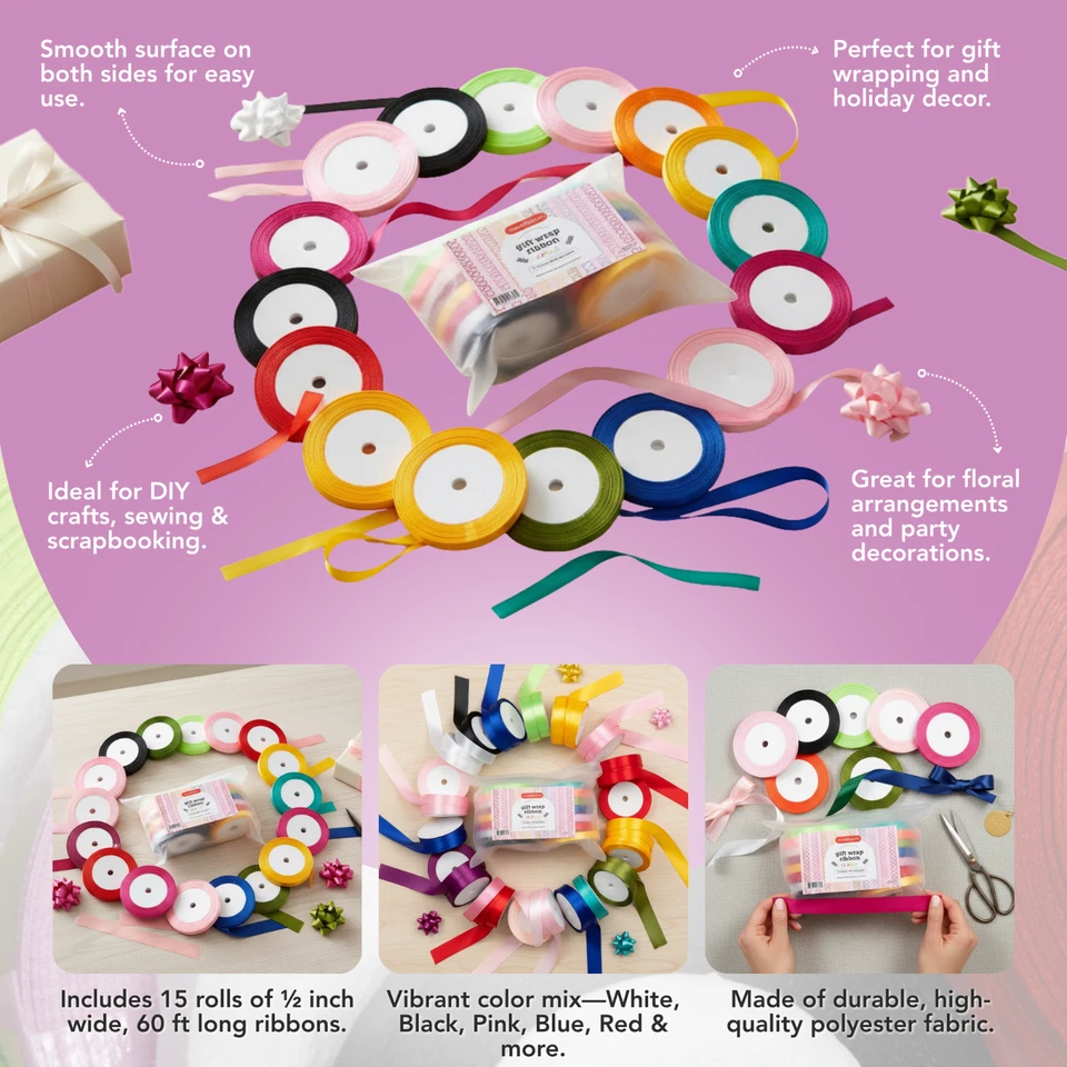 Incraftables Curling Ribbon for Gift Wrapping (15 Colors). Best Gift Wrap Ribbon - Image 3 of 4