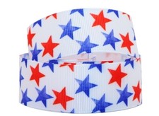 1 inch 1 yard Patriotic Star red white blue Printed Grosgrain Ribbon 1250212
