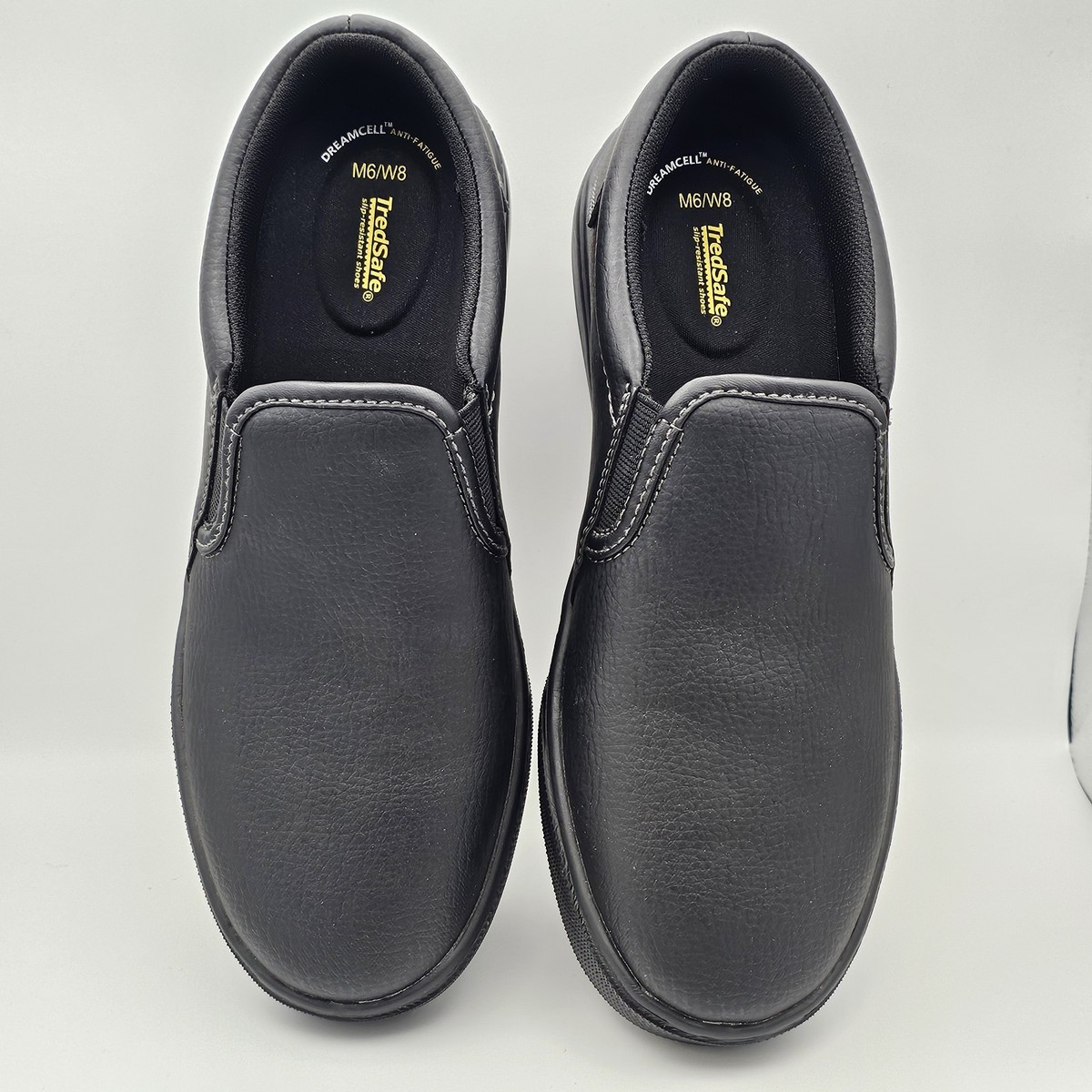 TredSafe Dreamcell Anti-Fatigue Men Women Black Leather Slip-on Work  Shoes