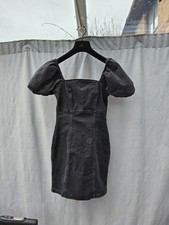 New Look Black Wash Stretch Puff Sleeve Denim Mini Dress UK 10 New