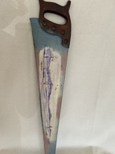 Vintage KenYork Painted Winter Mountain Scene On a Old Hand Saw Blade
