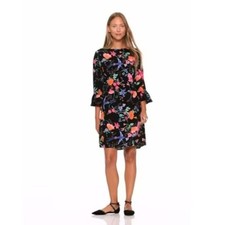 Old Navy Women's Floral Print Ruffle Sleeve Shift Dress Black Multi Size S NWOT
