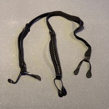 VTG Leather Black Braided Leather Adjustable Suspenders Made in Argentina