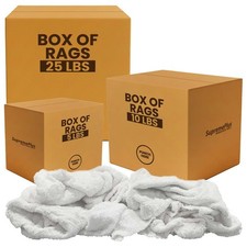 Recycled White Terry Towel Rags in Boxes - Bulk Cotton Cleaning  Wiping Cloths