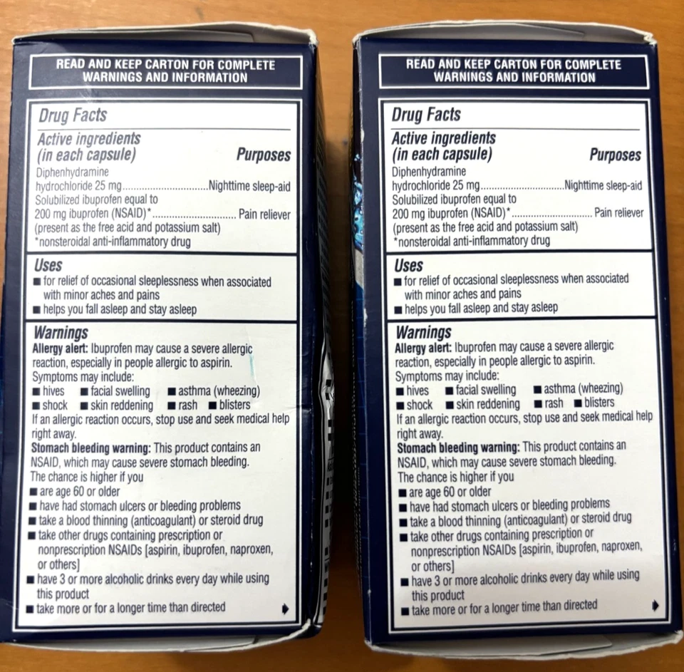 Advil PM Liqui Gels Minis Pain/Nighttime Aid 80/ct *LOT OF 2* EXP: 11/2026 - Image 2 of 2