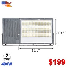 2Pack 48000 Lm Led Flood Light 400 Watt Outdoor Security Garden Spotlight Lamp