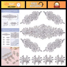 9 Pack Rhinestone Crystal Wedding Dress Appliques - Iron-On DIY Sewing Patches f