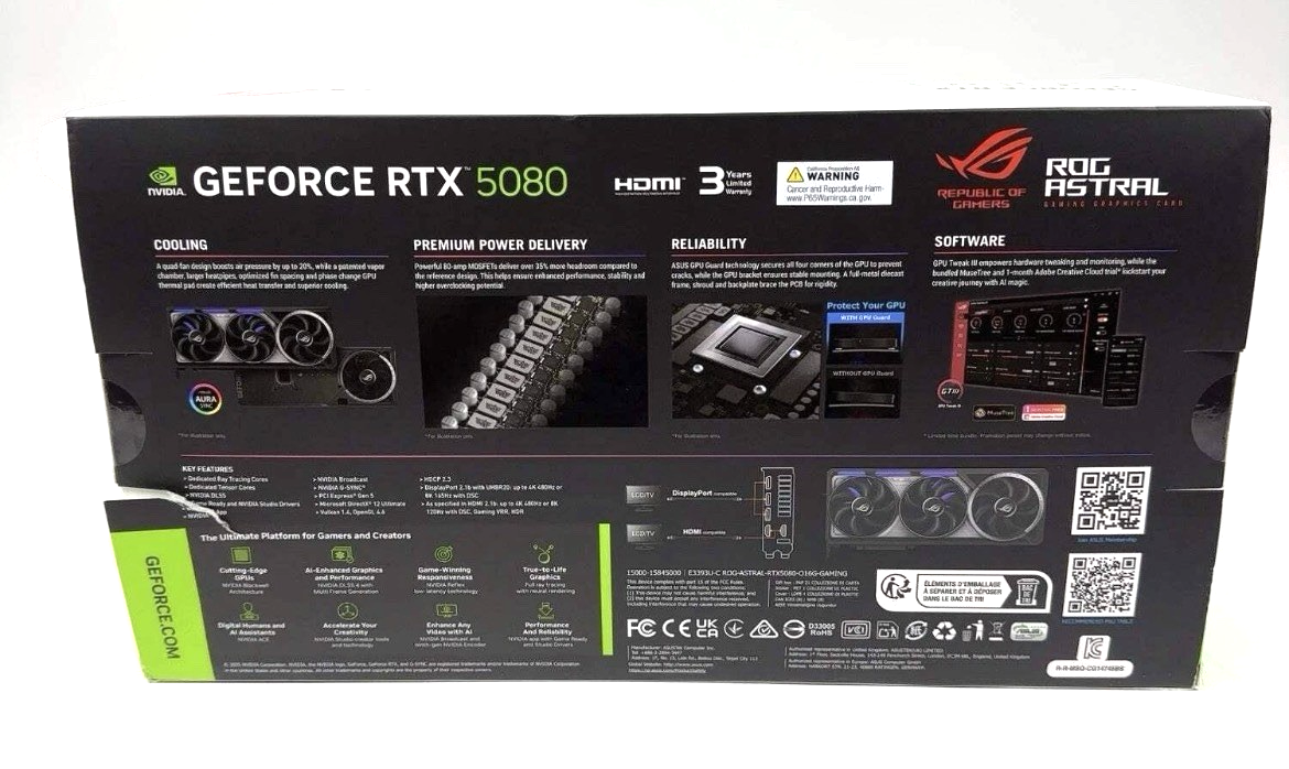 Buy Asus ROG-ASTRAL-RTX5080-O16G Gaming GeForce RTX 5080 16GB