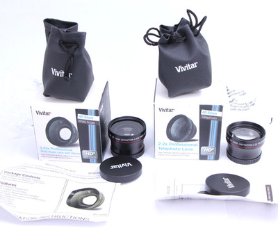 Two Vivitar 0.43x Wide Angle 2.2x Telephoto Lens Conversion 40.5mm NOS Open Box