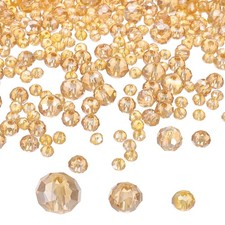 600Pcs Rondelle Crystal Beads 4-8mm Faceted Beads, Gold Champagne Plating AB