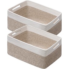 2 Pack Large Woven Storage Baskets for Organizing, Clothes/Towel/Sweater Orga...