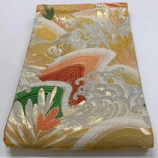 7333 Japanese Antique Fukuro Obi Belt Kimono Fabric Silk All-over pattern
