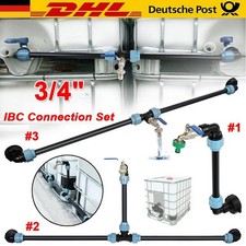 IBC Adapter Verbindungsset f&uuml;r 2 Tanks Nebeneinander Schwanenhals Auslaufhahn DE