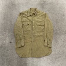 Vintage Military Field Shirt Wool Blend Long Sleeve Button Army
