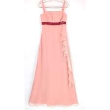 VTG 90s Y2K Mori Lee Pink Coquette Fairy Angel Sheer Chiffon Ruffle Maxi Gown