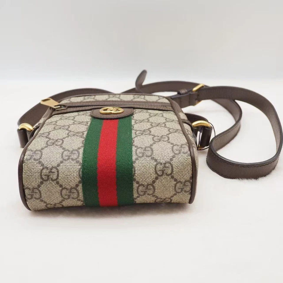 Bolso Bandolera GUCCI Ophidia GG Supreme PVC Marrón Con Rayas Web Foto 3 de 4