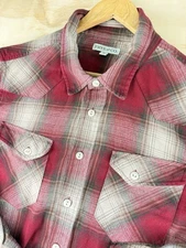 Frye And Co Mens Red Flannel Plaid Long Sleeve Button Up Shirt Mens Sz XL